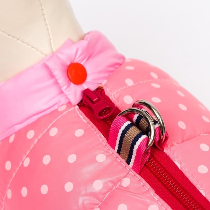 Комбинезон для собак «Горошек», размер 22, ДС 48, ОГ 54, ОШ 38 см, розовый