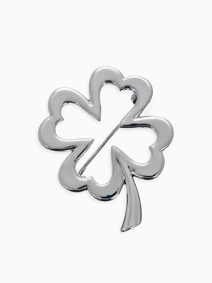 Брошь «Клевер», контур, цвет серебро