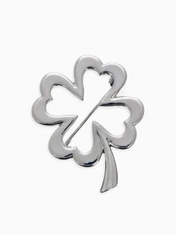 Брошь «Клевер», контур, цвет серебро
