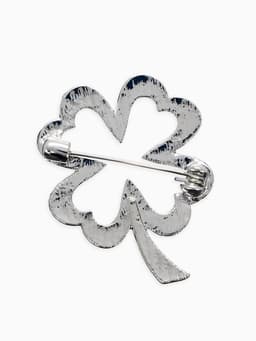 Брошь «Клевер», контур, цвет серебро