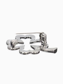 Брошь «Клевер», контур, цвет серебро