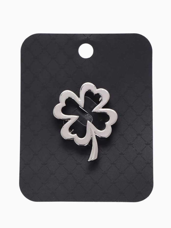 Брошь «Клевер», контур, цвет серебро