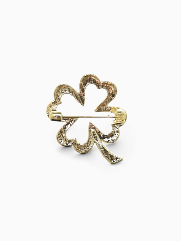 Брошь «Клевер», контур, цвет золото