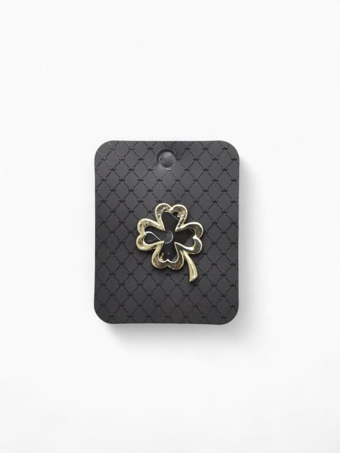 Брошь «Клевер», контур, цвет золото