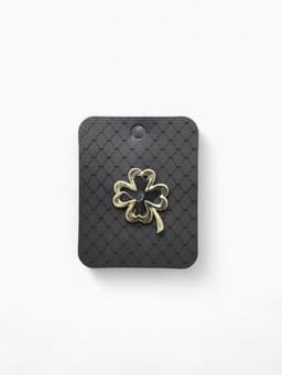 Брошь «Клевер», контур, цвет золото