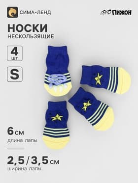 Носки нескользящие "Звезда", S (2,5/3,5 * 6 см), набор 4 шт