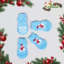 Носки нескользящие для животных «Снеговики», S (2.5/3.5×6 см), набор 4 шт., голубые