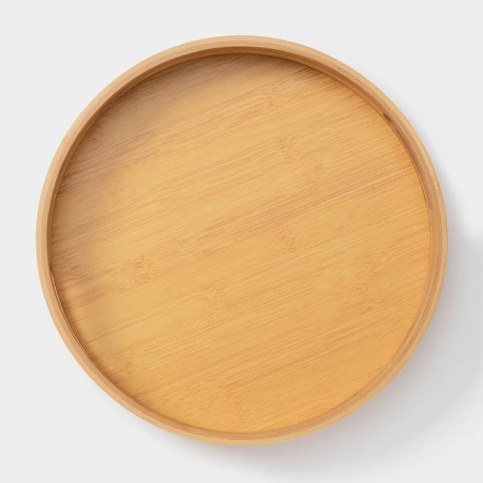 Поднос с ручками Striata, d=30 см, бамбук