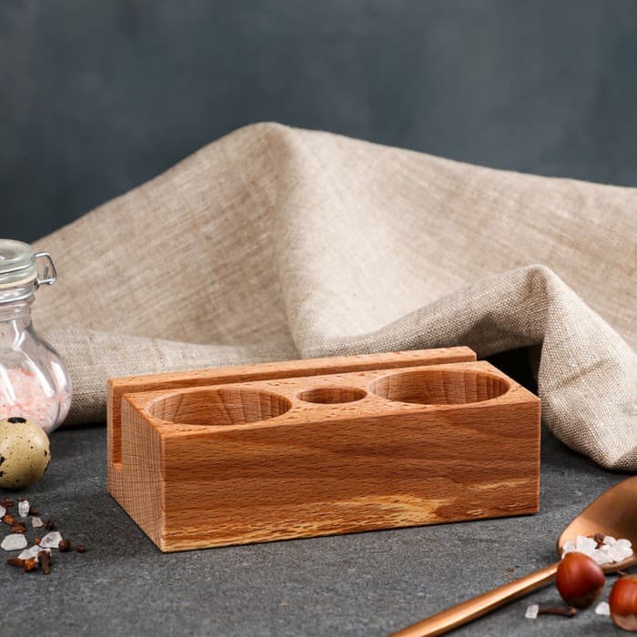 Подставка для приправ и зубочисток Доброе дерево «Салфетница», 14×8×4 см, массив бука