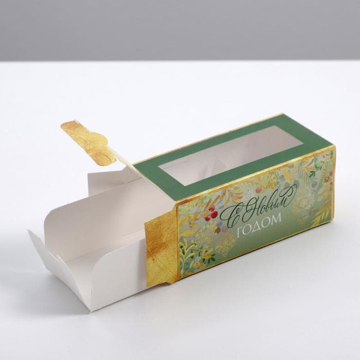 Коробочка для макарун «С Новым годом» 12×5.5×5.5 см