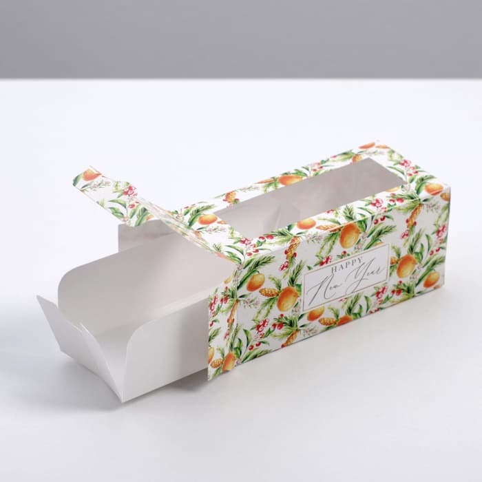 Коробочка для макарун «Новогодняя посылка» 12×5.5×5.5 см