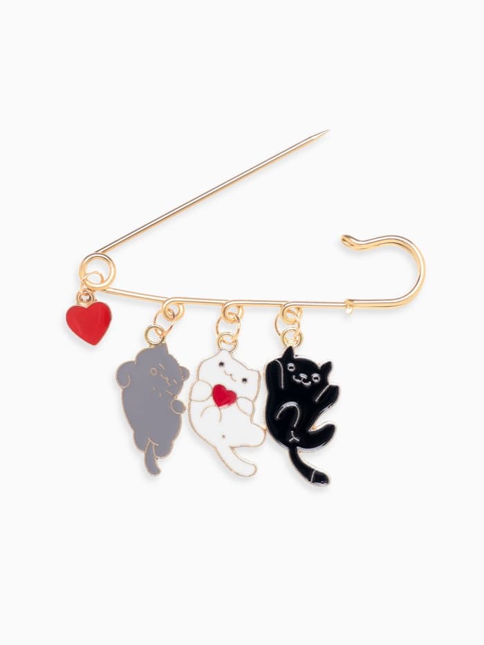 Булавка «Котята», игривые, 7 см, цветная в золоте