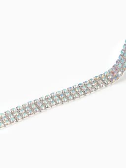 Цепь со стразами, с голографией, 3 ряда, металл, стекло, 6 мм, 4.5±0.2 м, цвет серебряный