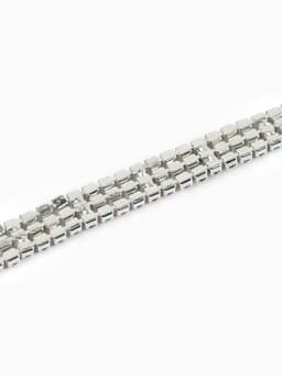Цепь со стразами, с голографией, 3 ряда, металл, стекло, 6 мм, 4.5±0.2 м, цвет серебряный