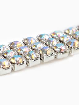 Цепь со стразами, с голографией, 3 ряда, металл, стекло, 6 мм, 4.5±0.2 м, цвет серебряный