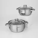 Набор кастрюль Катунь «Гретта», 2 шт.: 2.2 л; 3.2 л, капсульное дно, индукция, нержавеющая сталь, AISI - 201