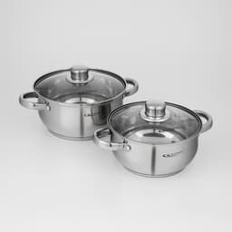 Набор кастрюль Катунь «Гретта», 2 шт.: 2.2 л; 3.2 л, капсульное дно, индукция, нержавеющая сталь, AISI - 201