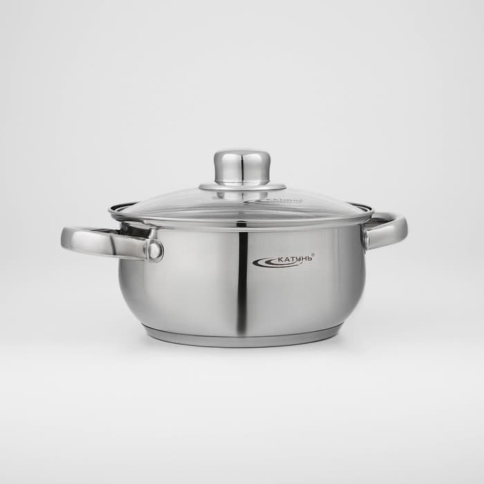 Набор кастрюль Катунь «Гретта», 2 шт.: 2.2 л; 3.2 л, капсульное дно, индукция, нержавеющая сталь, AISI - 201