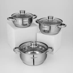 Набор кастрюль «Гретта», 3 предмета: 1.6 л, 2.2 л, 3.2 л, капсульное дно, индукция, нержавеющая сталь, AISI - 201