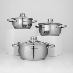 Набор кастрюль «Гретта», 3 предмета: 1.6 л, 2.2 л, 3.2 л, капсульное дно, индукция, нержавеющая сталь, AISI - 201