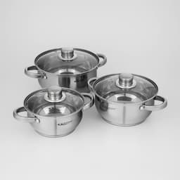 Набор кастрюль «Гретта», 3 предмета: 1.6 л, 2.2 л, 3.2 л, капсульное дно, индукция, нержавеющая сталь, AISI - 201