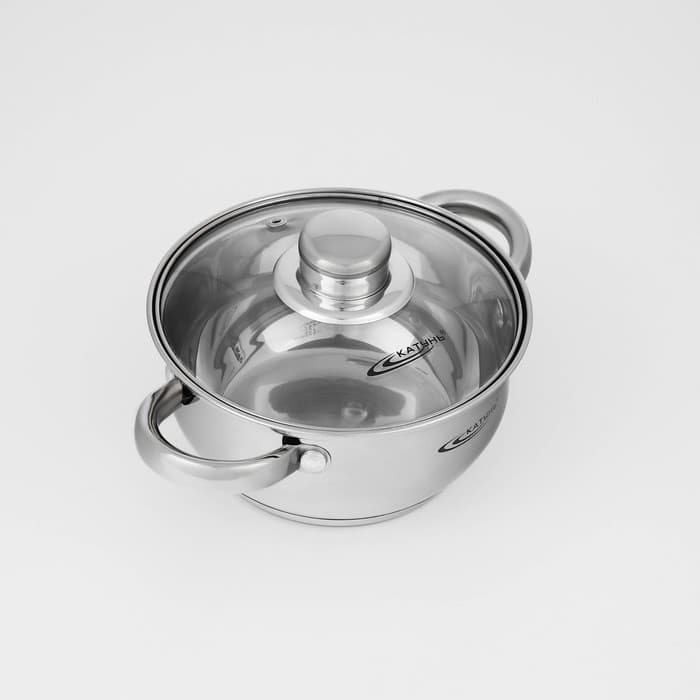 Набор кастрюль «Гретта», 3 предмета: 1.6 л, 2.2 л, 3.2 л, капсульное дно, индукция, нержавеющая сталь, AISI - 201