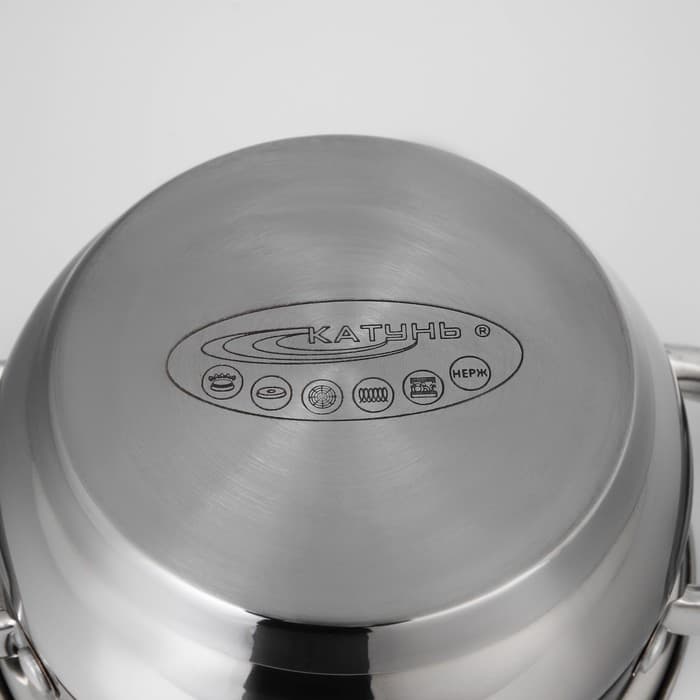 Набор кастрюль «Гретта», 3 предмета: 1.6 л, 2.2 л, 3.2 л, капсульное дно, индукция, нержавеющая сталь, AISI - 201