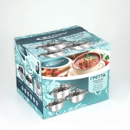 Набор кастрюль «Гретта», 3 предмета: 1.6 л, 2.2 л, 3.2 л, капсульное дно, индукция, нержавеющая сталь, AISI - 201