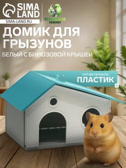 Домик для грызунов сборный «Нора» 9×13×10, пластик, белый с бирюзовой крышей
