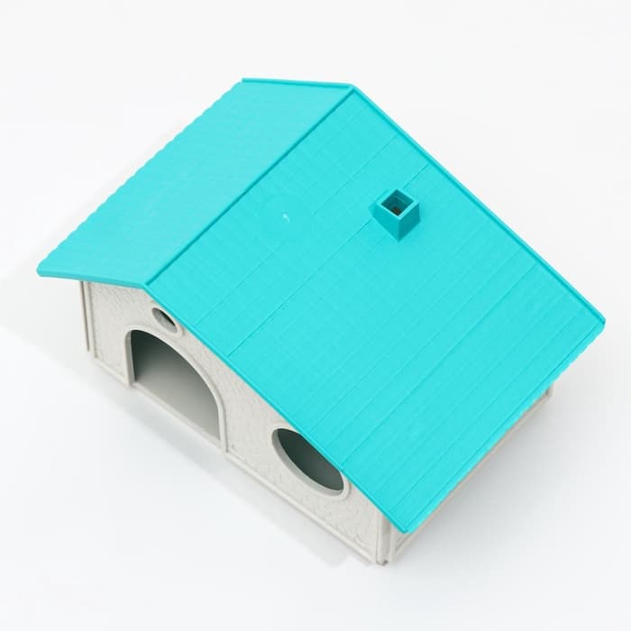 Домик для грызунов сборный «Нора» 9×13×10, пластик, белый с бирюзовой крышей