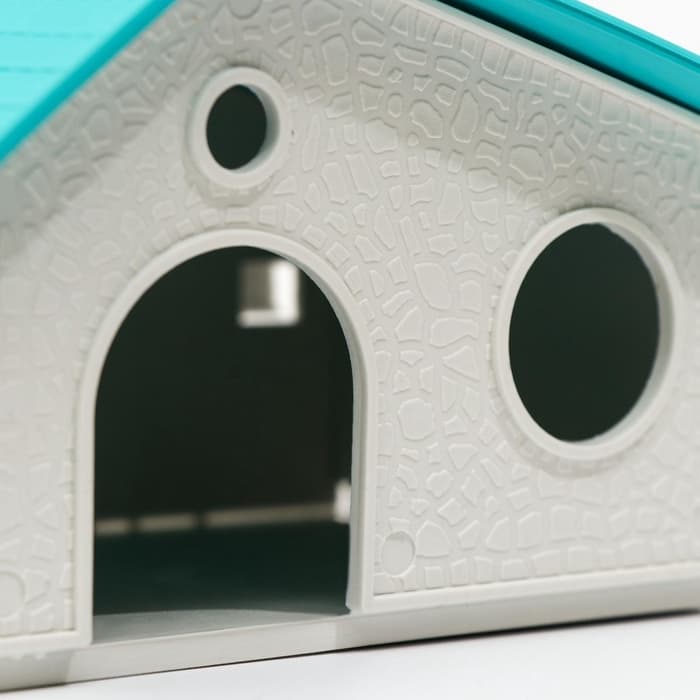 Домик для грызунов сборный «Нора» 9×13×10, пластик, белый с бирюзовой крышей