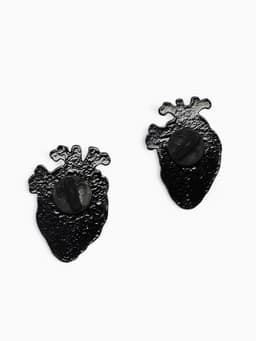 Значки-неразлучники «Сердца», 2 шт. 3×2 см, белый, голубые в чёрном металле