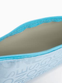 Косметичка - пенал на молнии, маленькая, с буквами, голубая