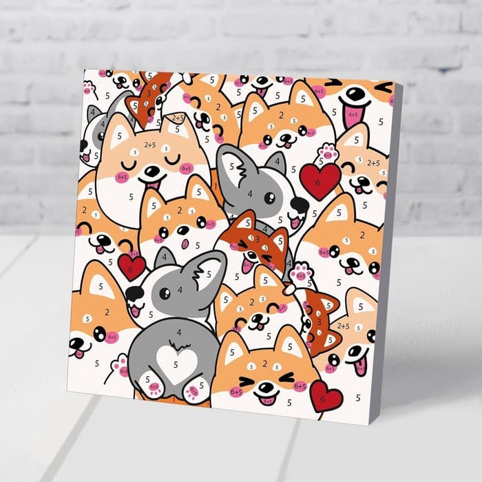 Картина по номерам для детей «Корги», 15×15 см