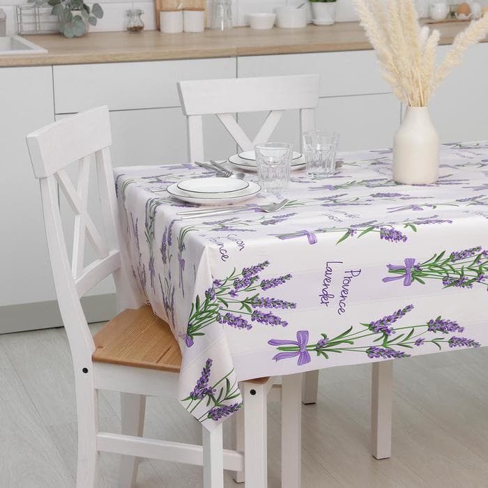 Клеёнка на стол Доляна «Лаванда», на тканевой основе, рулон 20 метров, ширина 137 см, общая толщина 0.22 мм