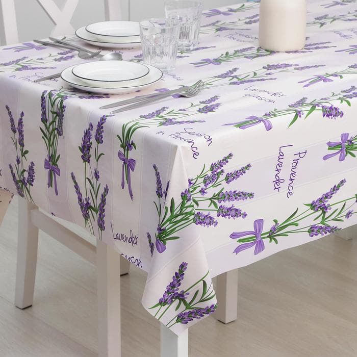Клеёнка на стол Доляна «Лаванда», на тканевой основе, рулон 20 метров, ширина 137 см, общая толщина 0.22 мм