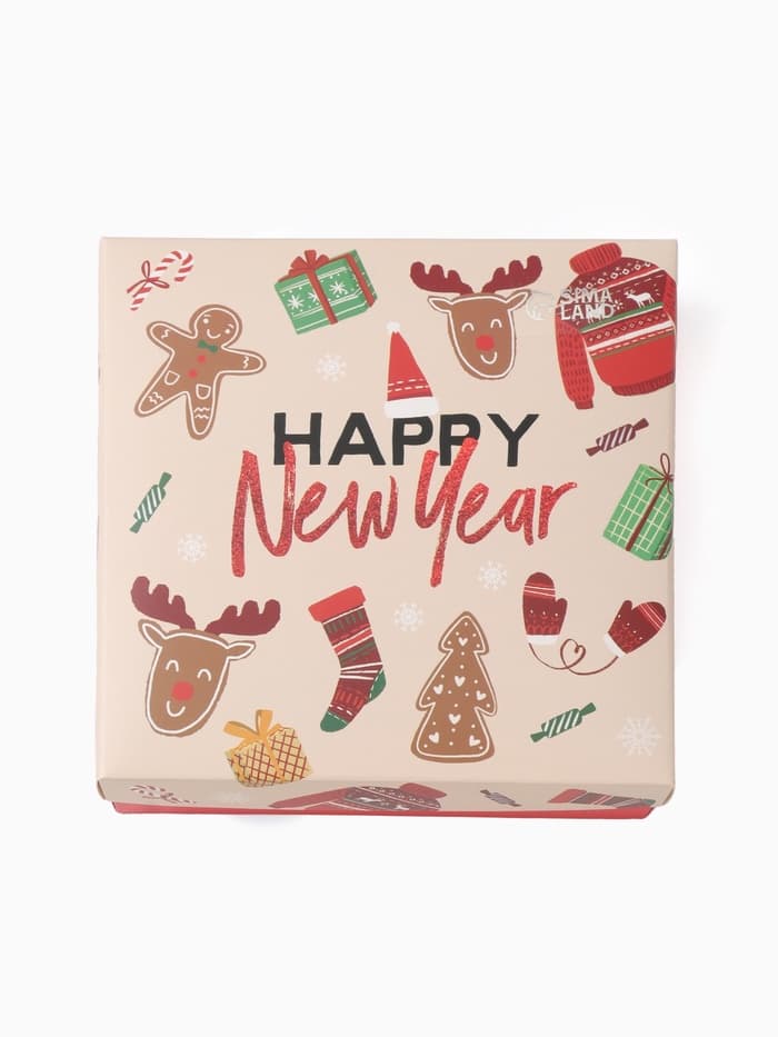 Набор новогодний подарочный KAFTAN Happy Year, носки размер 36-39 (23-25 см), маска для сна, открытка 2 шт.