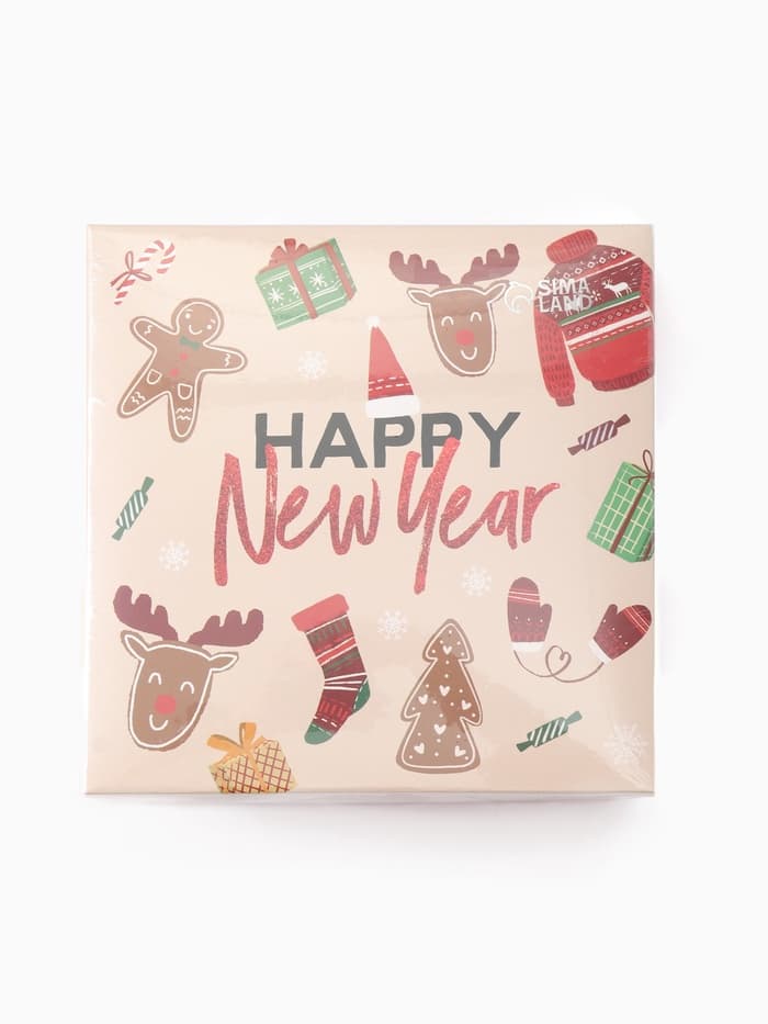 Набор новогодний подарочный KAFTAN Happy Year, носки размер 36-39 (23-25 см), маска для сна, открытка 2 шт.