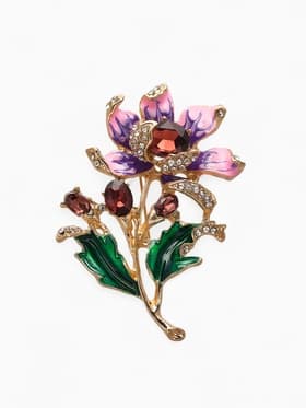 Брошь «Цветок полевой», разноцветная в золоте