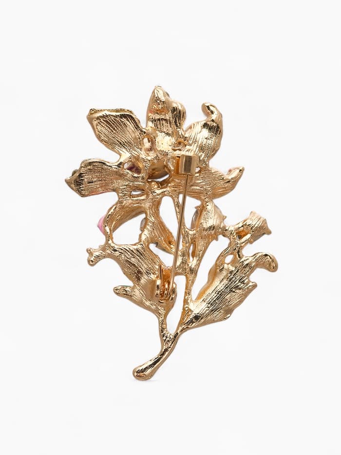 Брошь «Цветок полевой», разноцветная в золоте