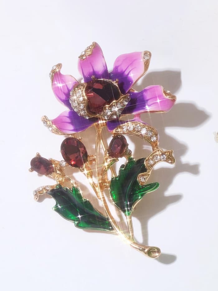 Брошь «Цветок полевой», разноцветная в золоте