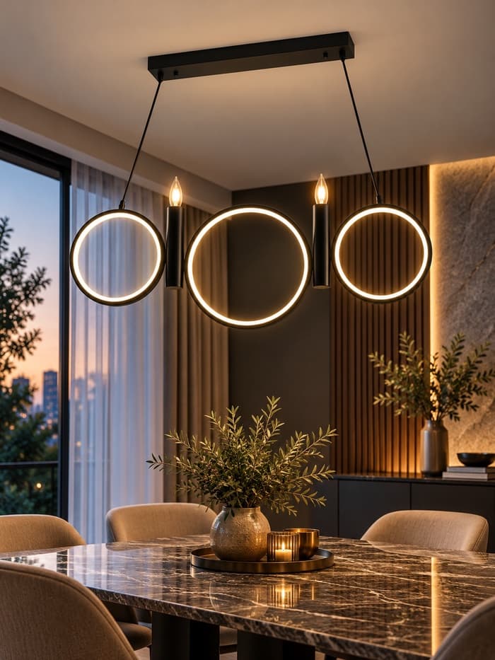 Люстра BayerLux 1603/5BK LED 45 Вт 4000К+2×40 Вт Е14 черный 80×30 см