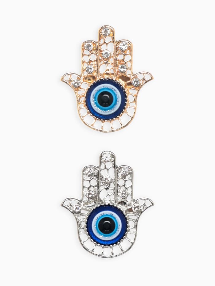 Брошь-оберег «Рука Хамса», синий, МИКС