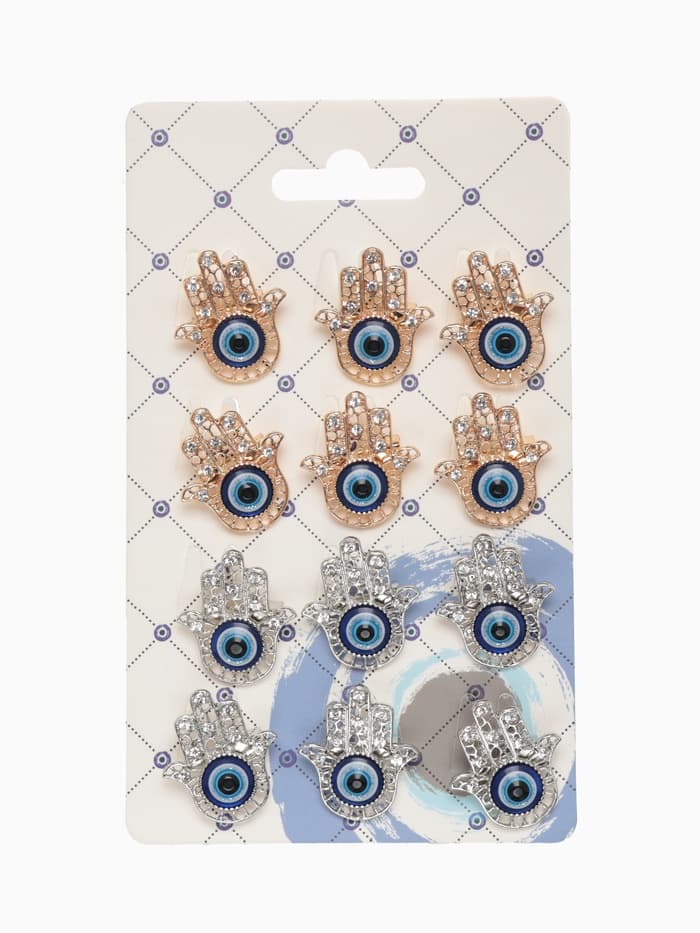 Брошь-оберег «Рука Хамса», синий, МИКС