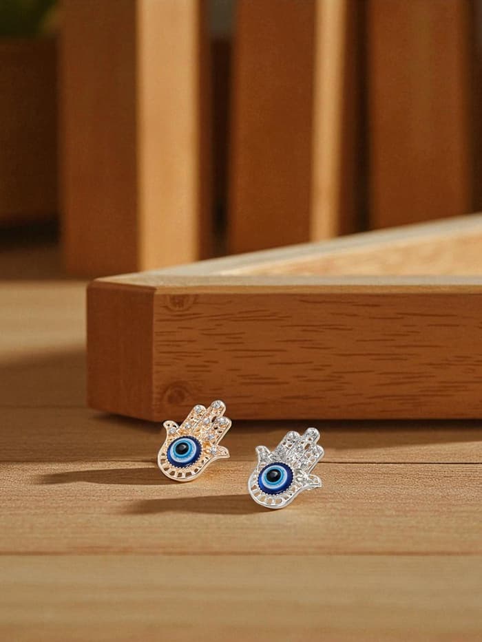 Брошь-оберег «Рука Хамса», синий, МИКС