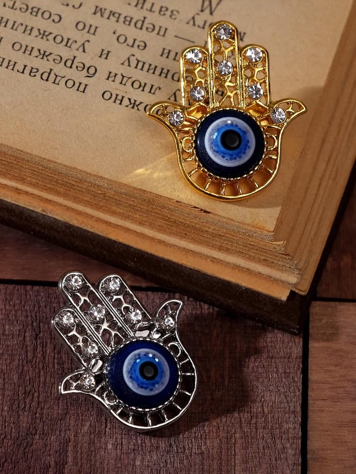 Брошь-оберег «Рука Хамса», синий, МИКС