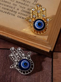 Брошь-оберег «Рука Хамса», синий, МИКС