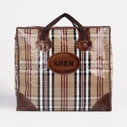 Сумка хозяйственная SHER на молнии, 73 л, 53×29×48 см, бежевая/коричневая