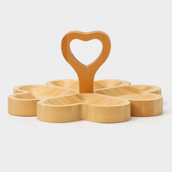 Менажница Доляна «Цветок», 19.5×19.5 см, 4 секции, бамбук