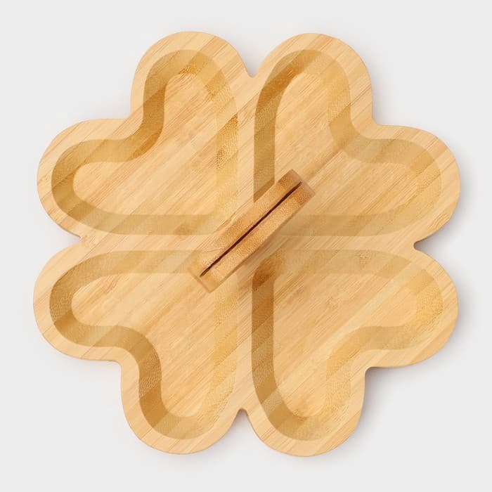 Менажница Доляна «Цветок», 19.5×19.5 см, 4 секции, бамбук